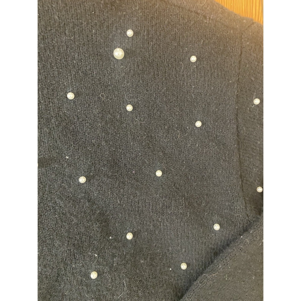 NWT Crown And Ivy Woman's Black Sweater w Pearls Size P M - Picture 5 of 7